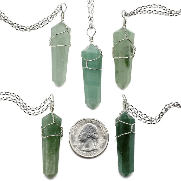 Aventurine Point Healing Stone Pendant Necklace